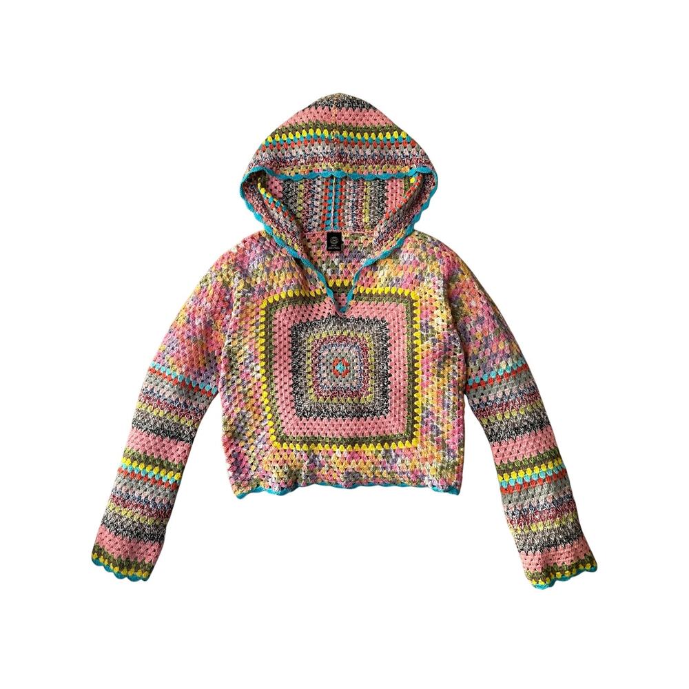 Urban Outfitters Hand-Crocheted Square Hoodie Sweatshirt Size XS Multicolor - Picture 5 of 15